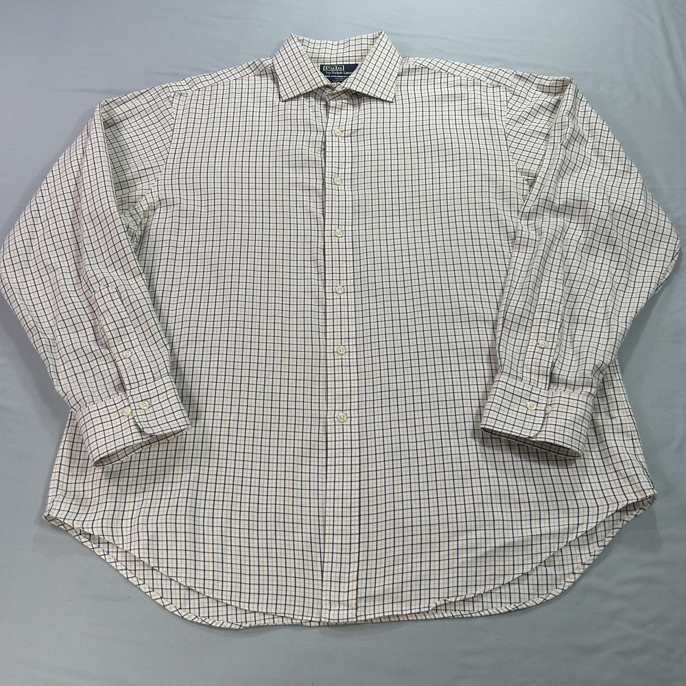 VTG Polo Ralph Lauren Shirt Mens Extra Large Plaid Regent‎ Classic Dress Shirt